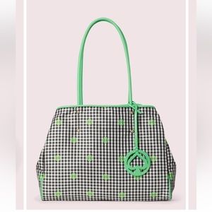 Kate Spade Everything Gingham large black and green tote